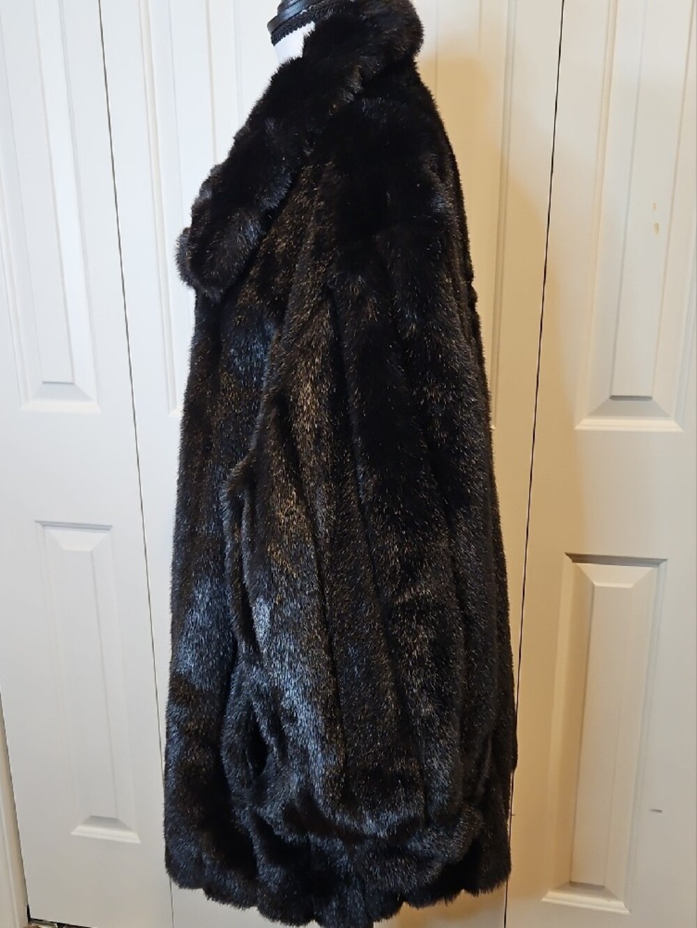 Dennis basso Black Faux Fur Coat with Plush Collar 3X - Picture 8 of 15